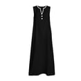 thumbnail image 4 of CHUMUD Robes d'Été pour Femmes Sans Manches à Col en V, Robe Maxi à Demi-Boutonnage, Coupe Ample Décontractée, 4 of 8