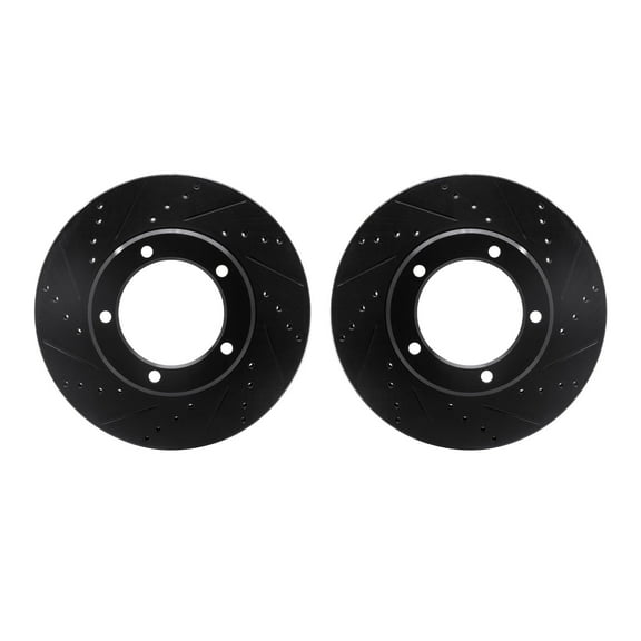 Dynamic Friction Company Front Brake Rotors-Drilled and Slotted-Black 8002-76016
