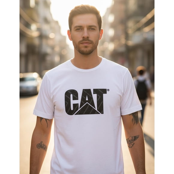 Playera Cat Hombre Caterpillar Logo Team Blanco Casual blanco M