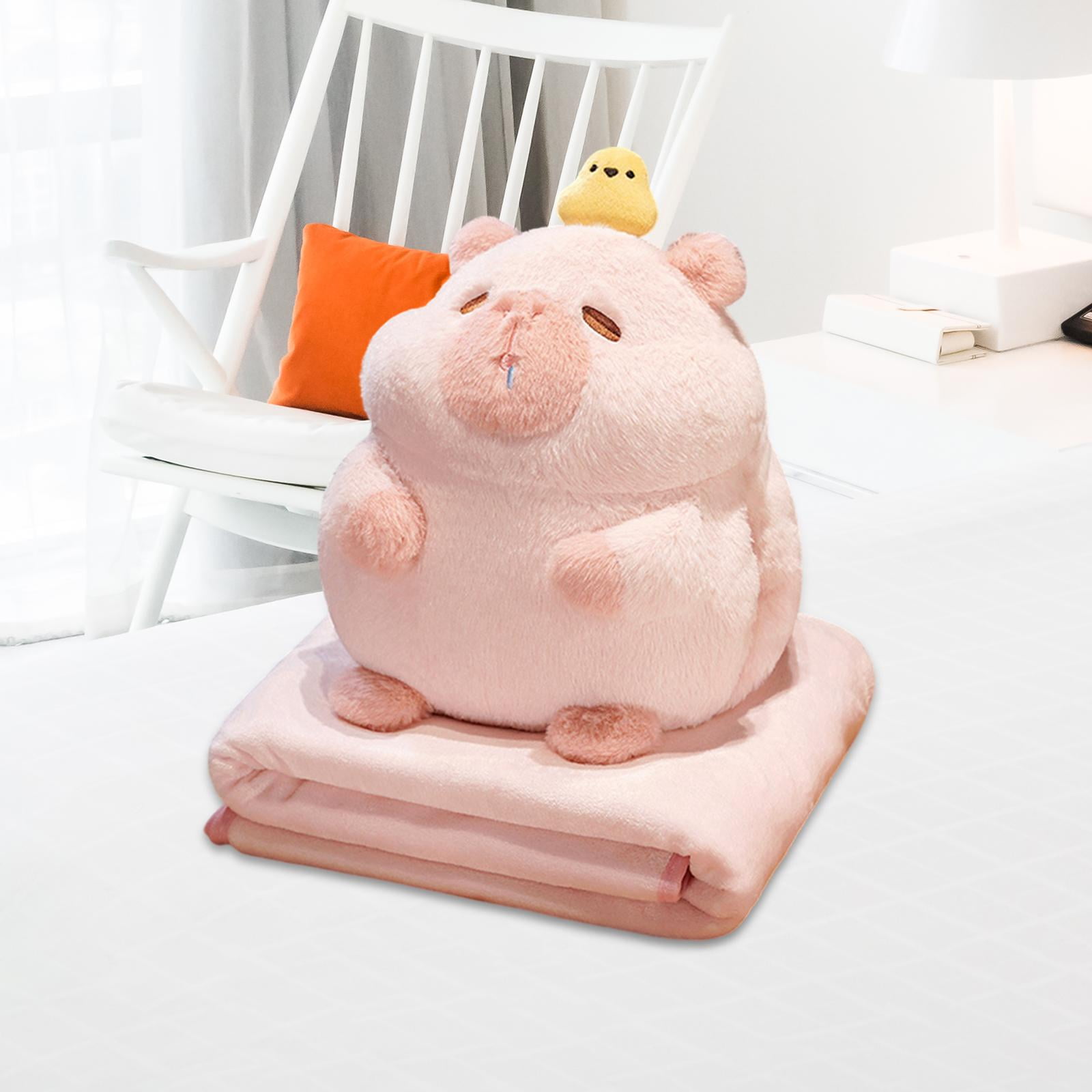 LeeQinersw Capybara Plush Toy Capybara Stuffed Toy Snuggling Lovely Ornament Plush Capybara Pink with Blanket