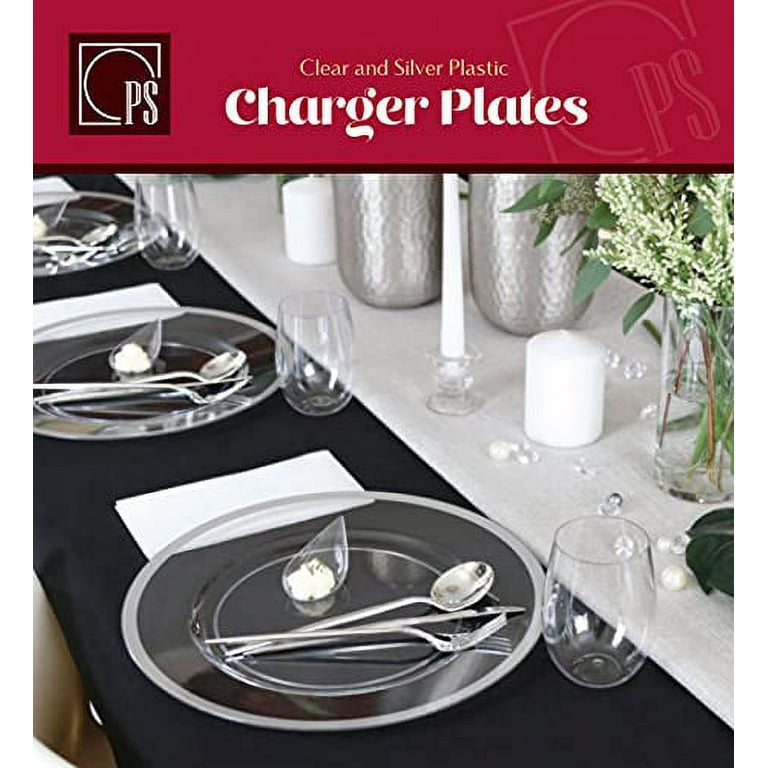 13 Inch 8 Pack Disposable Round Plastic Charger Plates Clear