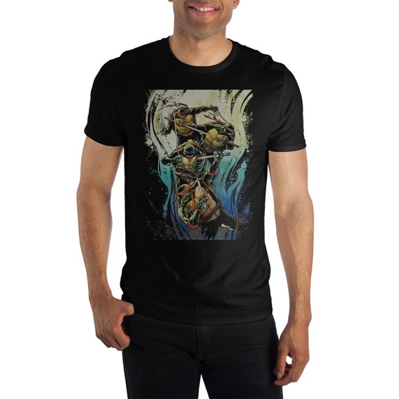 Teenage Mutant Ninja Turtles Turtles Fighting Black T-Shirt