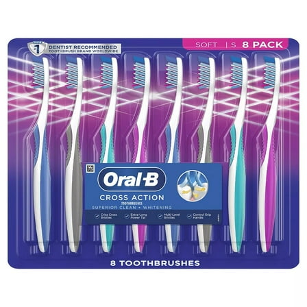 Oral-B Cross Action Manual Toothbrushes, Soft bristle 8 pk.