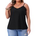 thumbnail image 2 of DARING DIVA Women's Plus Summer Eyelet Cami V Neck Casual Sleeveless Top 3X Black, 2 of 6