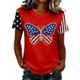 thumbnail image 4 of 250 Anniversary Usa Shirt Summer Tops for Women Graphic Tees Stylish Printed Short Sleeve Round Neck Comfortable Casual Daily Everyday Wear, 4 of 5
