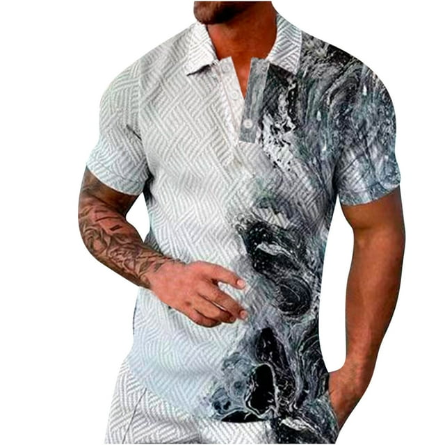Cameland Tenue d'Été pour Hommes Chemise de Mode Décontractée à Manches Courtes Col Rabattu Blouse et Chemise