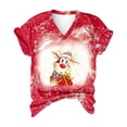 thumbnail image 3 of Camisetas de manga corta con cuello en V de alce de Navidad sueltas casuales para mujer Tops de mujer para hombre Pompotops hkajfhjk473245, 3 of 6