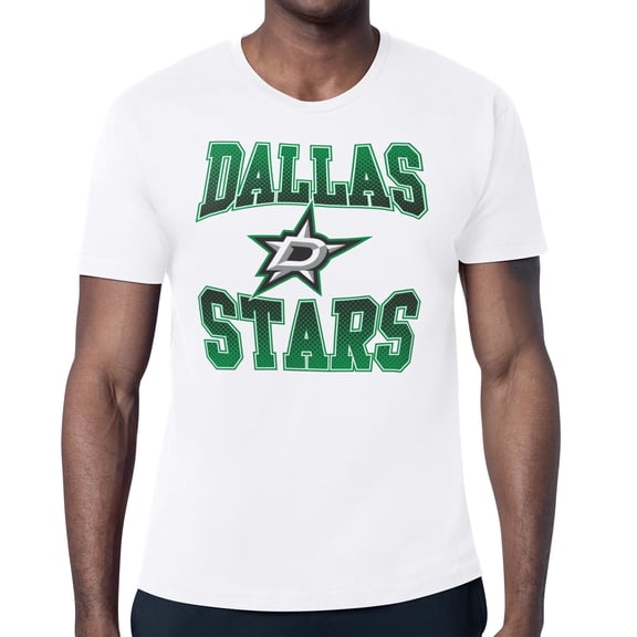 Men's Starter White Dallas Stars Comic Style Team Graphic T-Shirt
