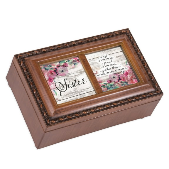 Sister A Gift To The Heart Woodgrain 7 X 4 Mdf Wood Musical Box Plays Tune Wind Beneath My Wings