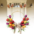 thumbnail image 4 of Spring Easter Wreath, 15.74inch Easter Tulip Garland Wreath, Tulip Wreath for Front Door, Artificial Flower Wreat,Tulip Floral Wreath for Spring Outdoor Wedding Decor, Easter Party Supplies, 4 of 4