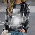 thumbnail image 2 of Geometric Womens Casual Crewneck Sweatshirt Long Sleeve Tops Cute Pullover Loose Fit, 2 of 7