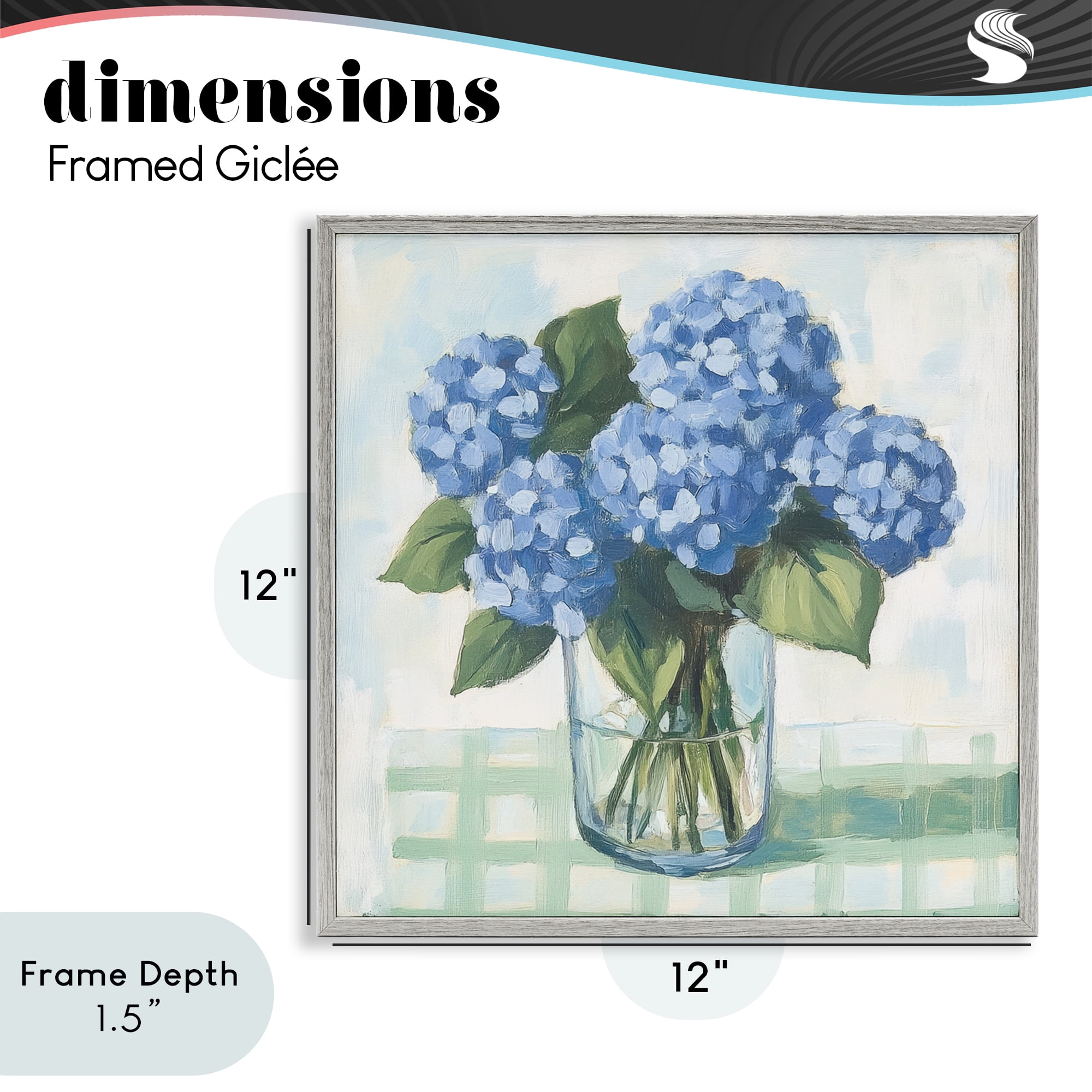 Stupell Industries Quaint Picnic Hydrangeas Gray Framed Giclee Art, design by Petal Prints Design
