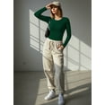 thumbnail image 6 of MOYIKO Crewneck Long Sleeve Body Suits Womens Slim Fitted Tight Basic Tops, 6 of 7