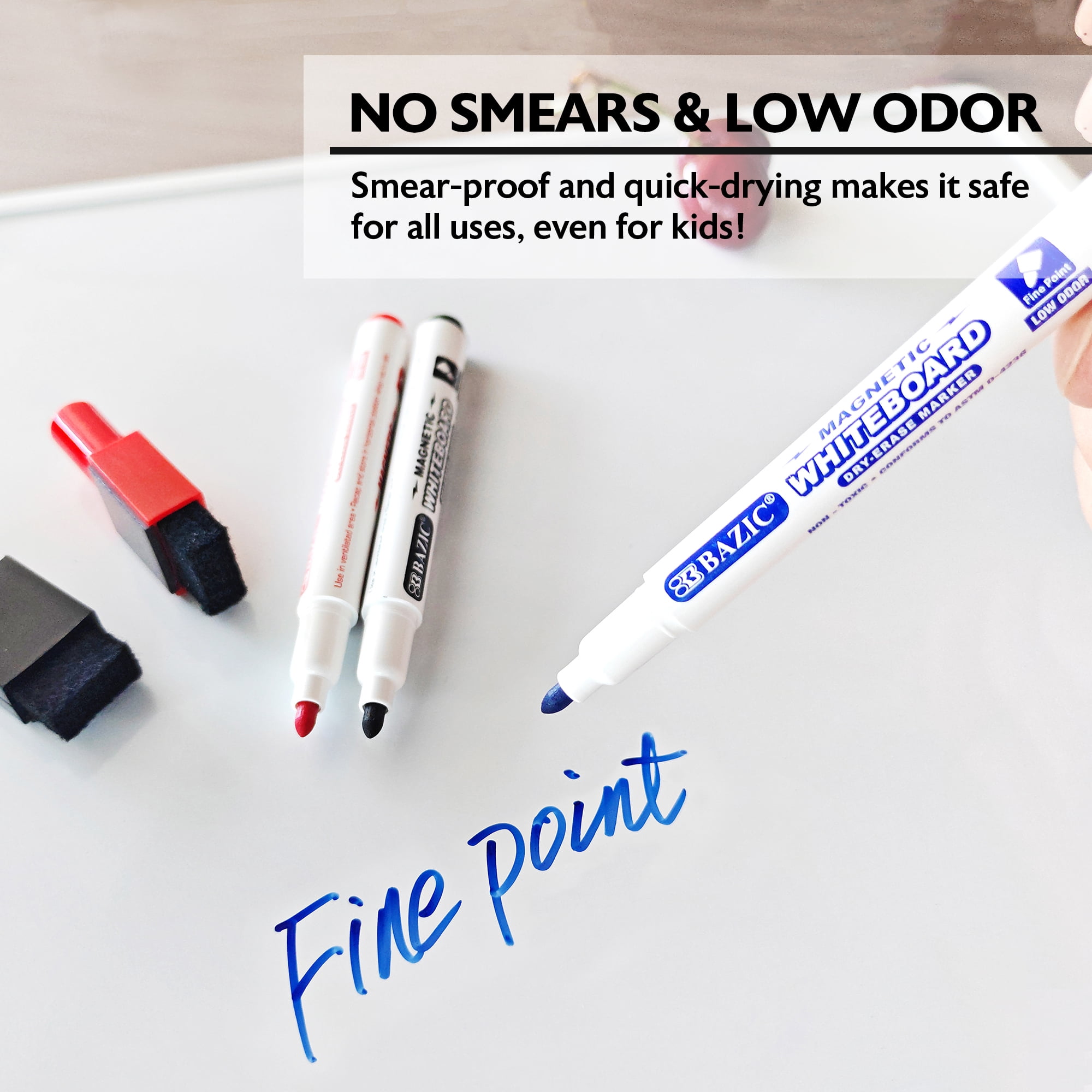BAZIC Dry Erase Set, Marker + Board Eraser + Cleaner, Whiteboard Markers Set, 12-Packs