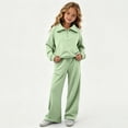 thumbnail image 7 of Enjoytime Girls Outfits Collared Quarter Zip Sweatshirt Pants 2 Piece Set Kids Casual Fashion Long Sleeve Sweatsuit, 7 of 7