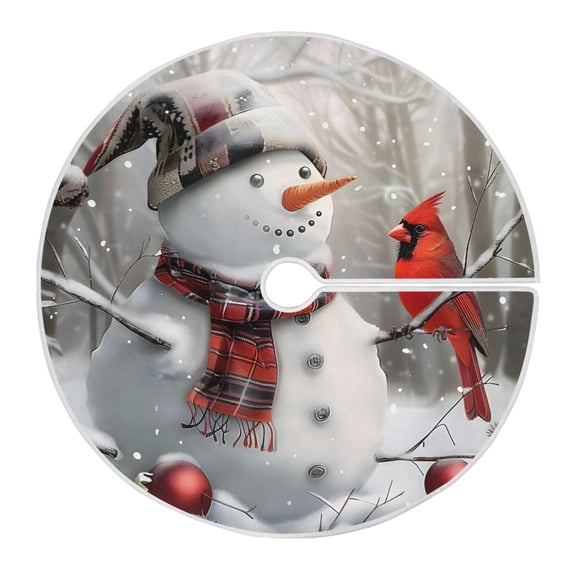 Ryvnso Christmas Tree Skirt Christmas Snowman and Cardinal Xmas Tree Skirts Ornament Home Decorations 35.4"