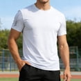 thumbnail image 2 of XAOFW Men's T-Shirts Summer Round Neck Loose Fit Tee Short Sleeve Stretch Solid Color Ice Silk T Shirt Home Lounging Versatile Top, 2 of 6