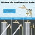 thumbnail image 5 of All Metal 10'' Rainfall Shower Head, Shower Head Combo, High Pressure Handheld Shower Wand, 4 Sprays, 16'' Adjustable Arc-shaped Extension Arm, 71'' Hose, Showerhead Holder, Brushed Gold, 5 of 17