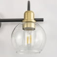 thumbnail image 7 of YANSUN  19.68 in 3-Light Matte Black and Gold Industrial 3-Light Bathroom Vanity Light with Clear Glass Globe Shades, for Bathroom, Powder Room, Vanity Table, 7 of 7
