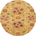 thumbnail image 1 of Ahgly Company Indoor Round Abstract Orange Abstract Area Rugs, 5' Round, 1 of 6