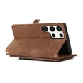 thumbnail image 6 of Nalacover Zipper Wallet Case for Samsung Galaxy S24 Ultra, Crossbody Purse Case with Card Holder Lanyard Wrist Hand Strap, Premium PU Leather Flip Kickstand Shockproof Magnetic Buckle Cover, Brown, 6 of 10