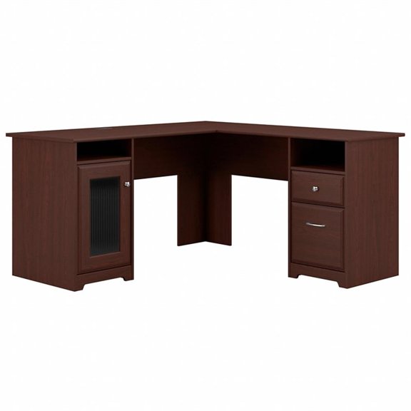 UrbanPro Traditional 60" L-Shaped Computer Desk in Harvest Cherry