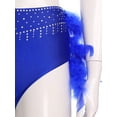 thumbnail image 7 of Sholeno 2 Piece Dance Outfits for Women Rhinestone Crop Top with Feather Briefs Jazz Latin Dancewear Royal Blue L, 7 of 7