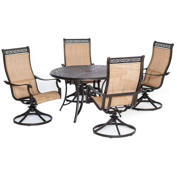 Hanover Manor Aluminum 5 Piece Round Patio Dining Set - Walmart.com - Walmart.com