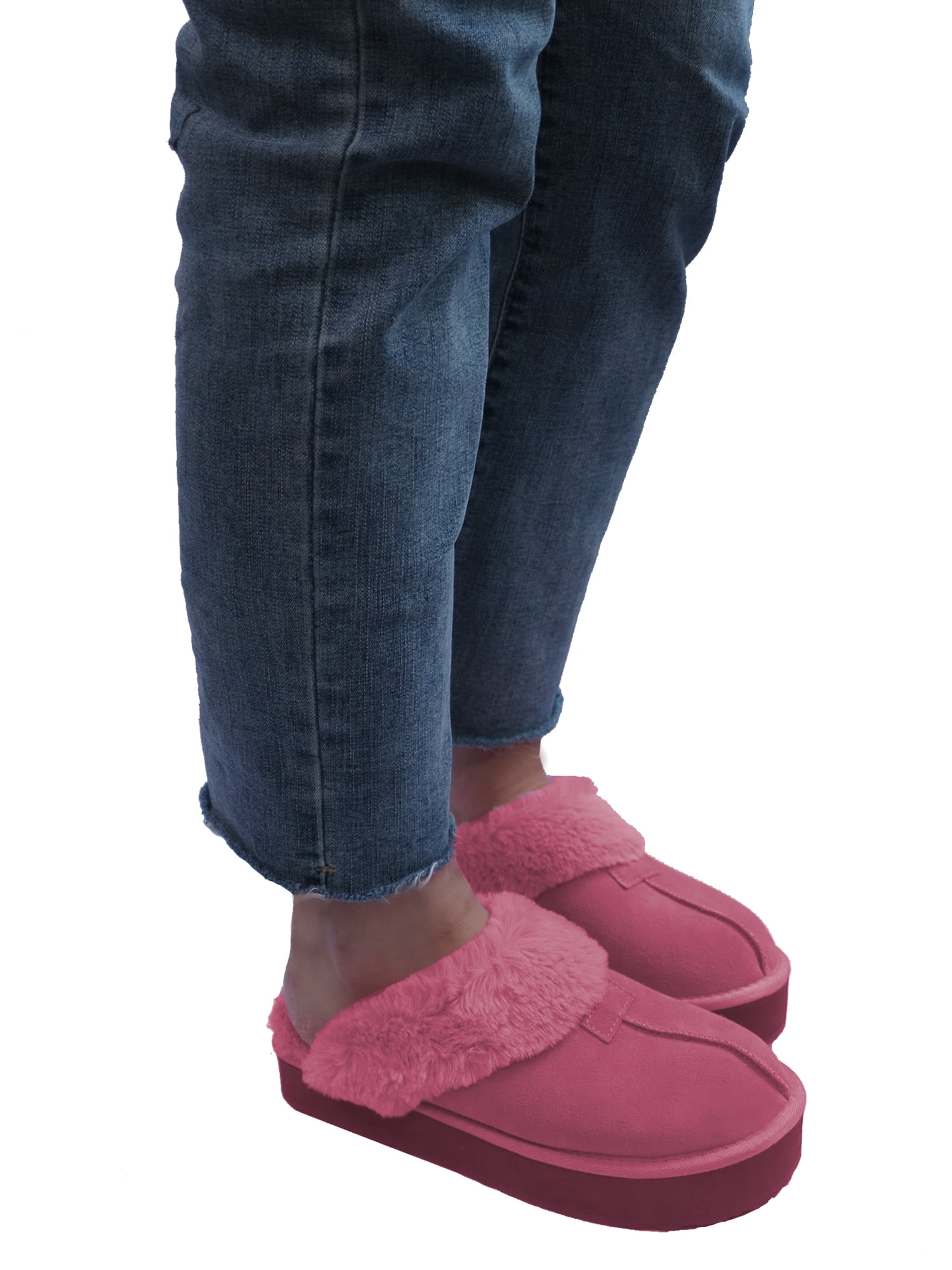 Joyspun Women's Faux Suede Platform Clog Slippers