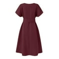 thumbnail image 4 of ZANZEA Women Short Sleeved Slim Waist Belted Dresses Party Casual Dress, 4 of 9
