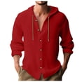 thumbnail image 1 of Chemise à Manches Longues pour Homme - Cardigan à Capuche Uni Décontracté pour les Vacances, Design à la Mode et Confortable, 1 of 5