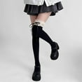 thumbnail image 4 of Japanese Sweet Ruffle Lace Top Thigh High Socks with Bowknot Winter Warm Cotton Over Knee Long Boot Stockings for Women, 4 of 9