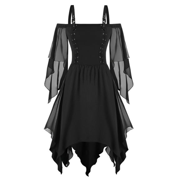 Gothic Dresses For Women Plus Size Style Midi Party Dress With Flare Sleeves And Chiffon Fabric Elegant Gown