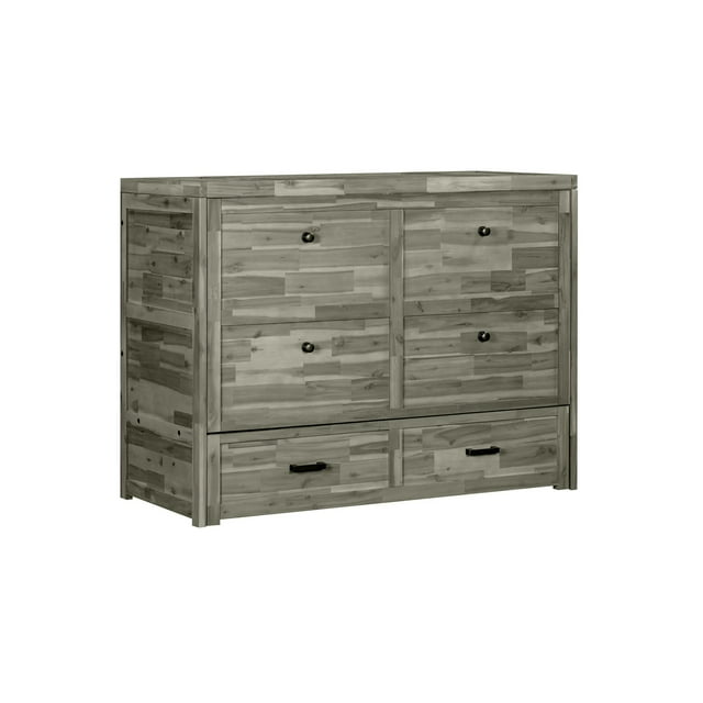 Rustic Classics Armoire-Lit Escamotable Pleine Grandeur avec Matelas en Mousse Mémoire Gel (Stone)
