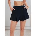 thumbnail image 5 of Womens Letter Printed Waist Pleated Athletic Shorts Black XXXL, 5 of 8