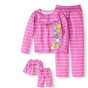 Girls' Emoji 2-Piece Pajama With Matching Doll Pajama