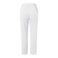 thumbnail image 6 of Mohiass Striped Linen Pants Women Side Button Elastic Waist Capri Gauze Pants Lightweight Summer Beach Cropped Trousers 2025 White M, 6 of 6