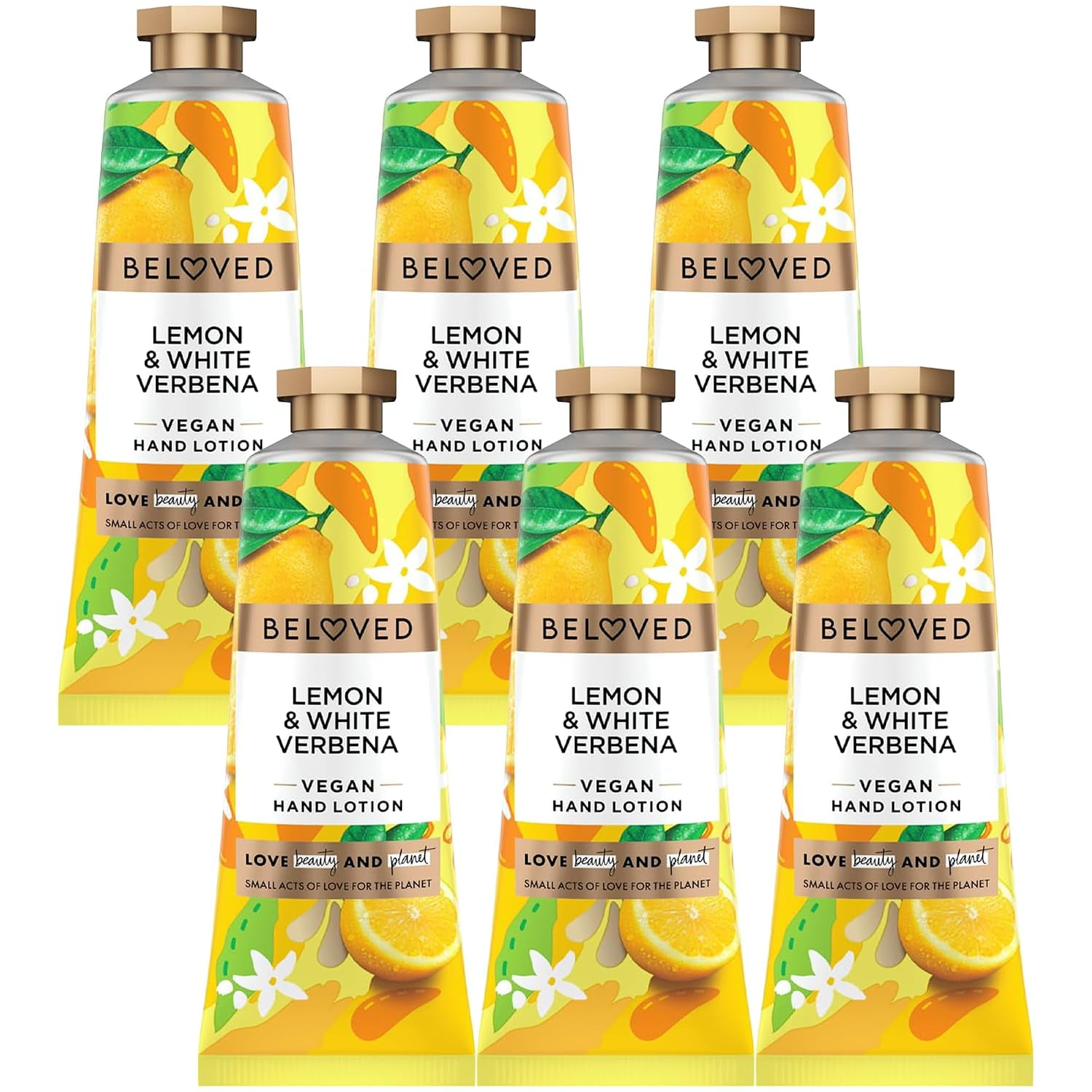 Love Beauty And Planet Beloved Lemon & White Verbena Vegan Hand Lotion, 1 oz Travel Size Moisturizing Hand Cream (6)