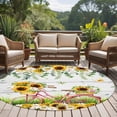 thumbnail image 5 of Spring Sunflowers Round Area Rugs Collection 7', Country Bicycles Yellow Flowers Wooden Non Slip Indoor Circular Throw Runner Rug Floor Mat Carpet for Living Room Dining Table Bedroom Nursery, 5 of 9
