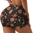 thumbnail image 2 of Fotbe Pizzas Mushrooms Seamless Shorts, Womens Workout Shorts High Waist Stretch Booty Short for Gym/Yoga/Running/Biking-XX-Large, 2 of 9