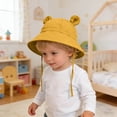 thumbnail image 5 of BRGZLK Baby Boys Girls Cotton Sun Hat Summer 2026 Solid Color Cute Ears Breathable Bucket Hat UV Protection Tie-Back Beach Cap Orange 1-2T, 5 of 6
