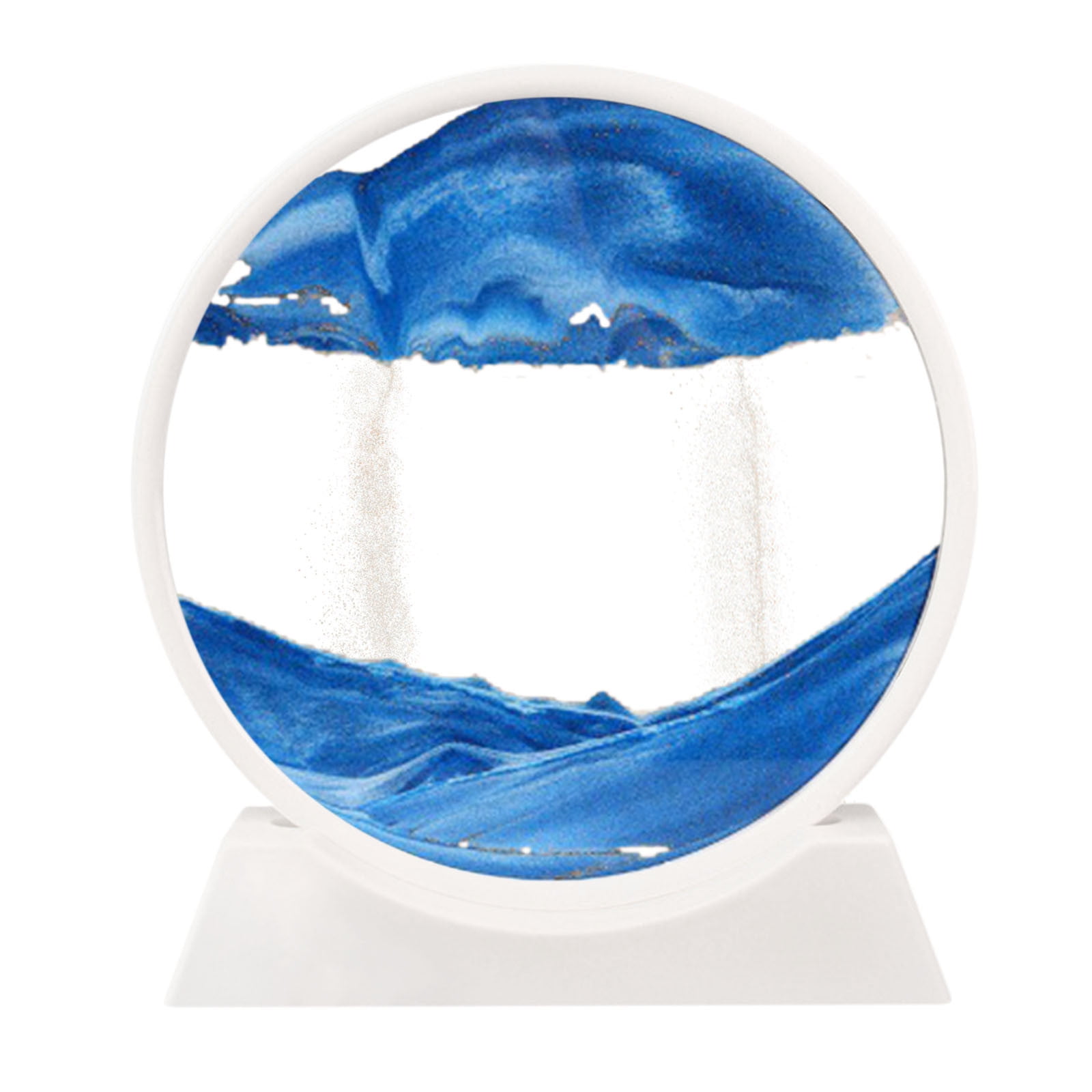 Wuztai Moving Sand Art Picture 29.8cm Round with LED Lamp for Home Decoration, Relaxing Liquid Motion Display, Therapeutic Sandscape