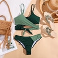 thumbnail image 5 of Efsteb High Waisted Bikini Sets for Women Beachwear Swimwear Bikini Contrast Colour Patchwork Bathing Suit Surfing (Green,M), 5 of 6