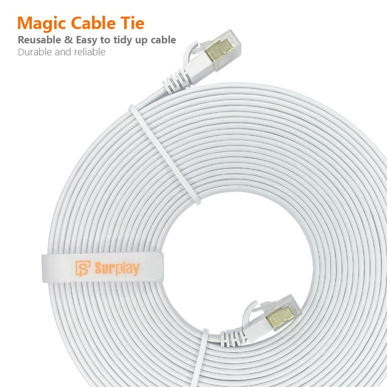 Cat7 Ethernet Cable 15FT-White, 10Gbps Shielded & GND Internet Network  Cord, High-Speed Cat 7 Flat Patch Cable for Hub, Router, Modem, Mac, PC,  Laptop, Xbox, PS, NAS, Cat6, CAT5 
