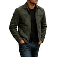 thumbnail image 5 of LYSMORA 2026 Men's Lapel Collar Faux Suede Zip Jacket, Slip Side Pockets Loose Fit Casual Daily Outerwear, 5 of 8