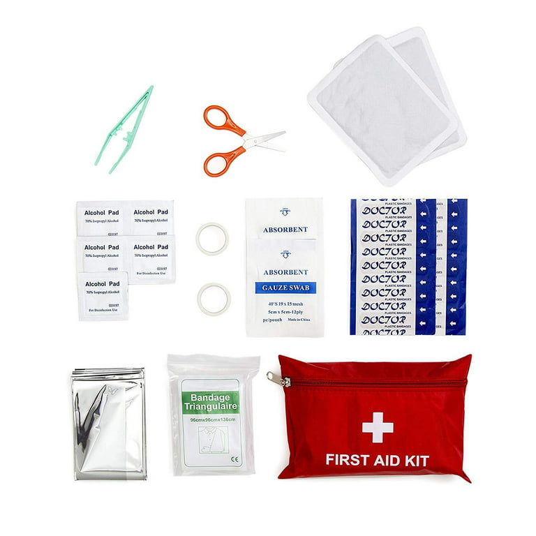 Roadside Assistance Emergency Car Kit - First Aid Kit, Jumper Cables, LED  Flash Light, Rain Coat, Glow Stick, Safety Vest & More Ideal Winter