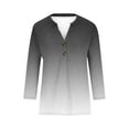 thumbnail image 4 of Tumotour Pullover Shirts For Women Button V Neck 3/4 Sleeve Tunic Tops Casual Gradient Color Loose Fit 2024 Summer Tops Tee Shirts, 4 of 5