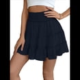 thumbnail image 2 of Falda Corta de Verano para Mujer, con Volantes, Cintura Alta, Informal, Estilo Bohemio, para Playa, con Pantalones Cortos Incorporados, Azul Marino, Talla L, 2 of 7