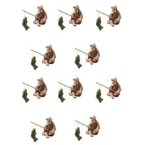 Mini Fisherman Figurines Miniature Resin Fisherman Bonsai Sculpture Vintage Mudman Sitting Fishing Statue