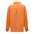 thumbnail image 5 of MIXUE Women Blouses Autumn Winter Solid Color Lapel Button Down Long Sleeve Pocket Casual Stylish Cardigan Womens Tops Sportswear,Orange,M, 5 of 8